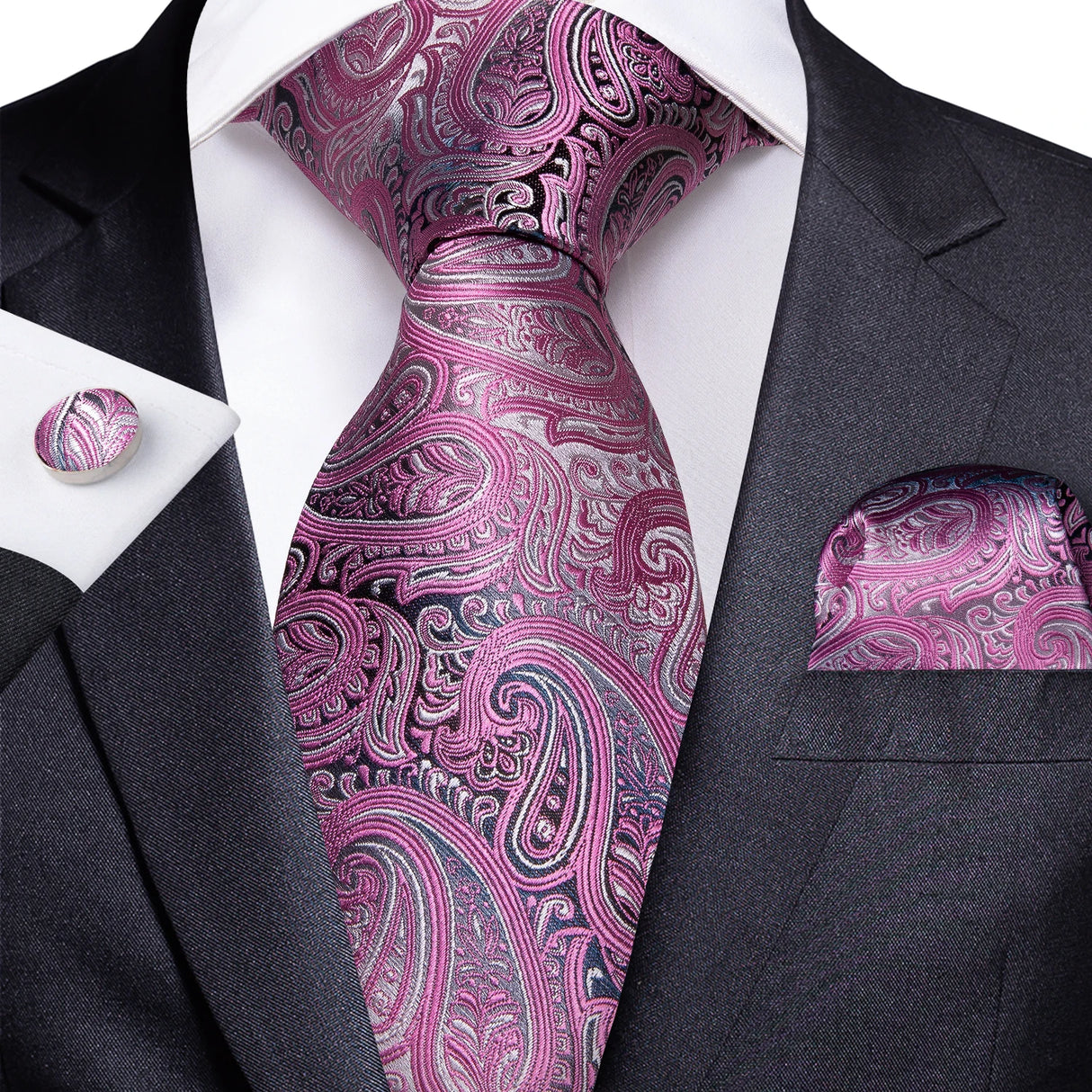 Paisley Silk Polyester Men's Ties flower purple black