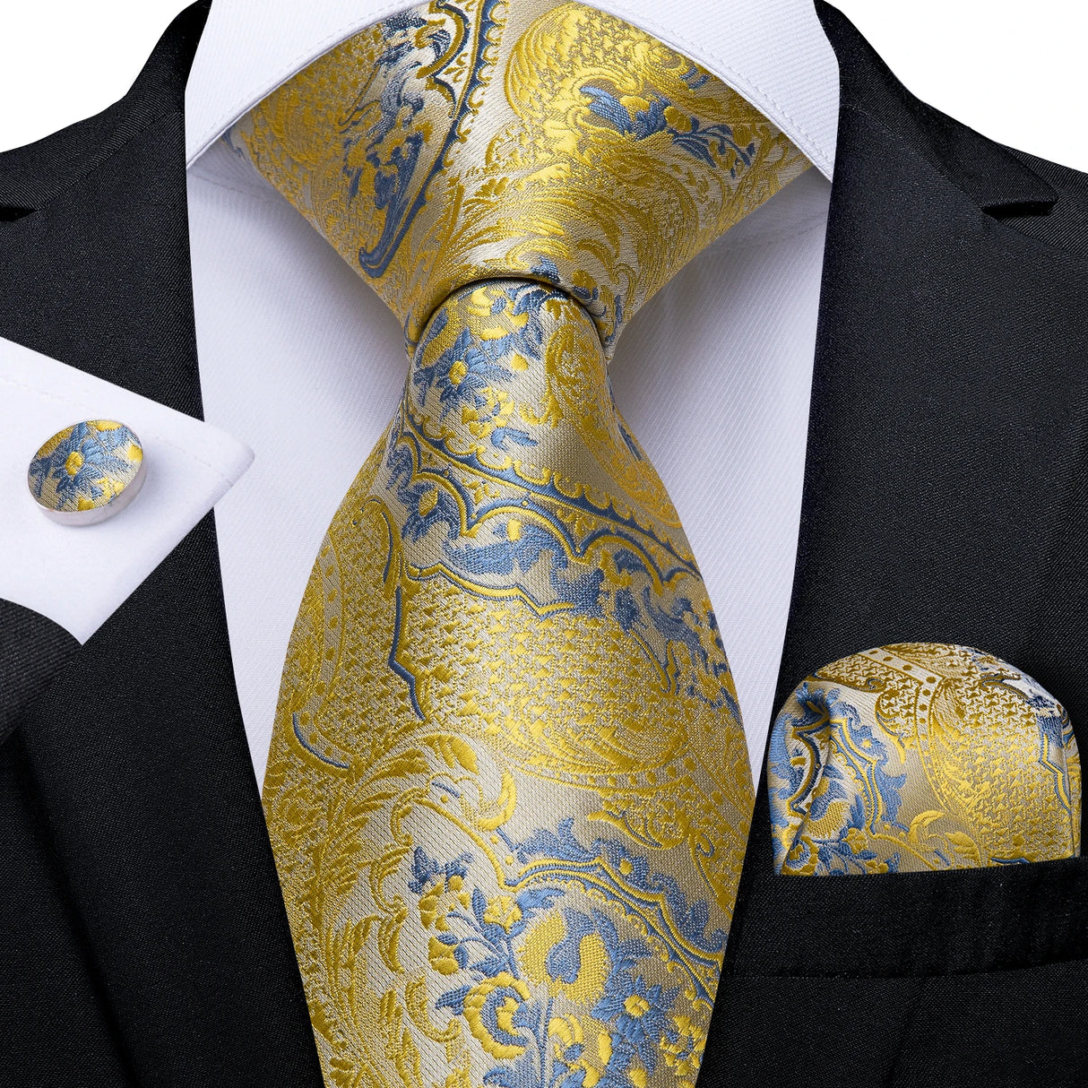 Paisley Silk Polyester Men's Ties gold grey