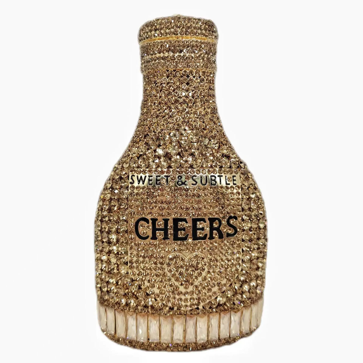 Gold Party Cheers Bottle Gems Evening Bridal Crystal Clutch Purse