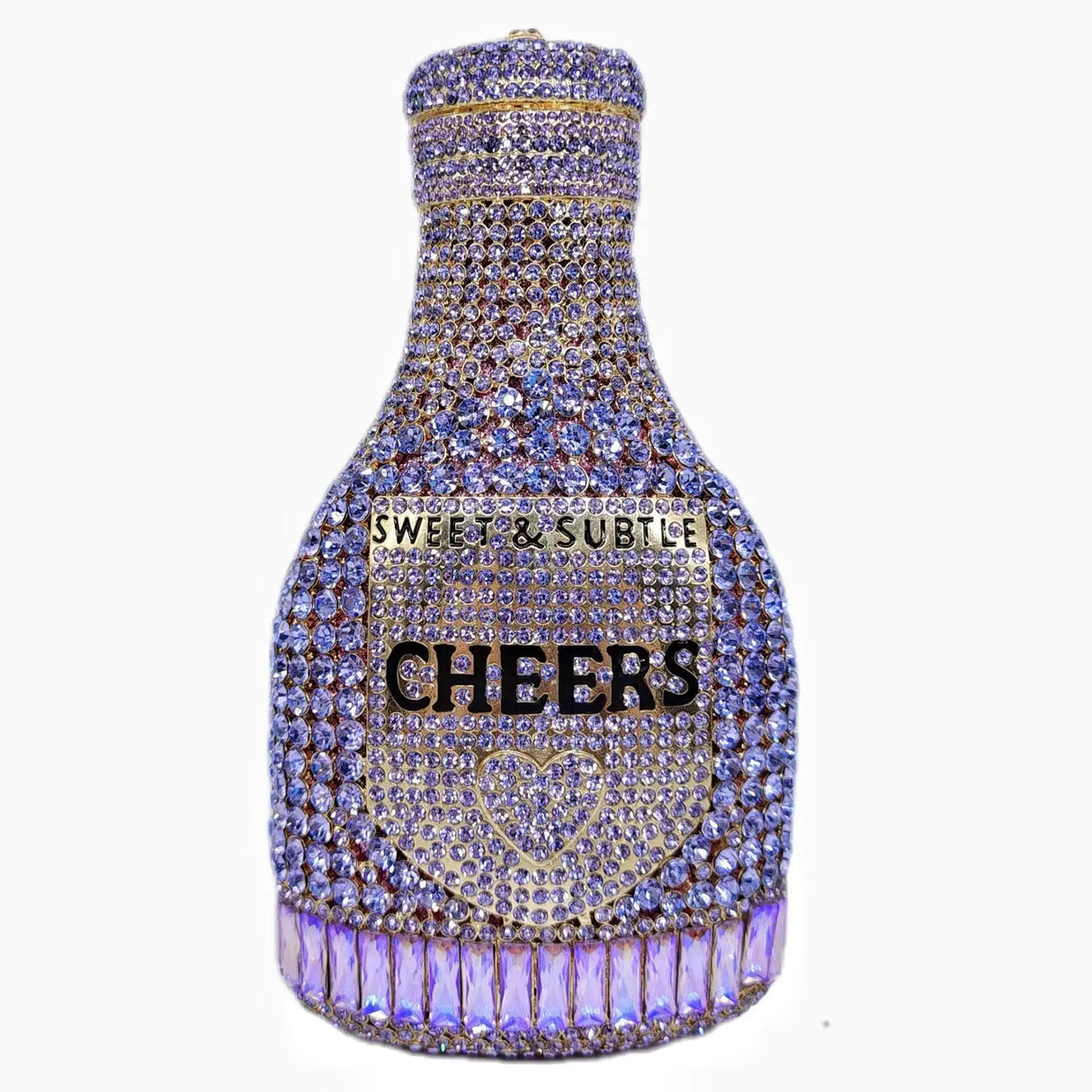 Purple Party Cheers Bottle Gems Evening Bridal Crystal Clutch Purse