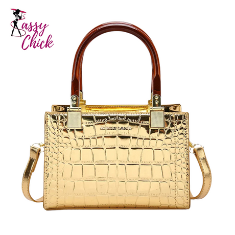 Patent Leather Small Square Handbags Sassy Chick Logo