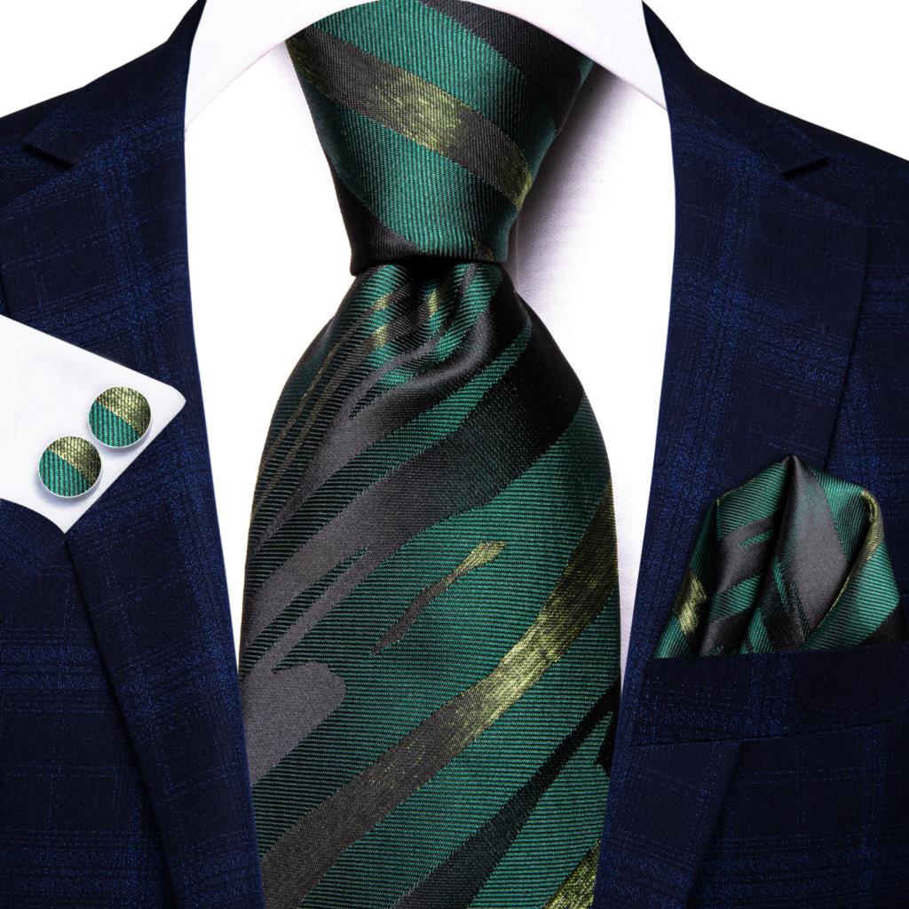 Black Green Silk Tie