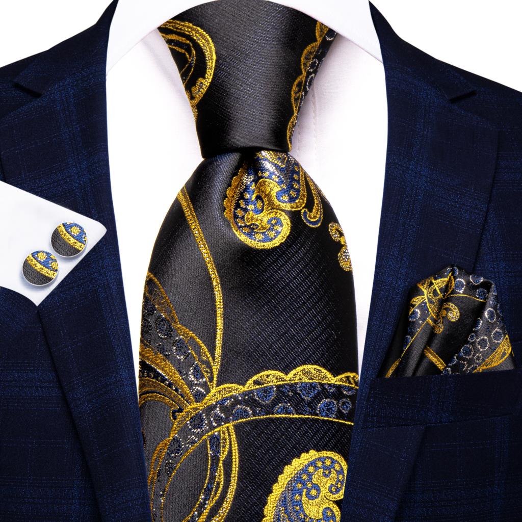 Black Gold Silk Tie