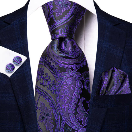 Purple Black Silk Tie