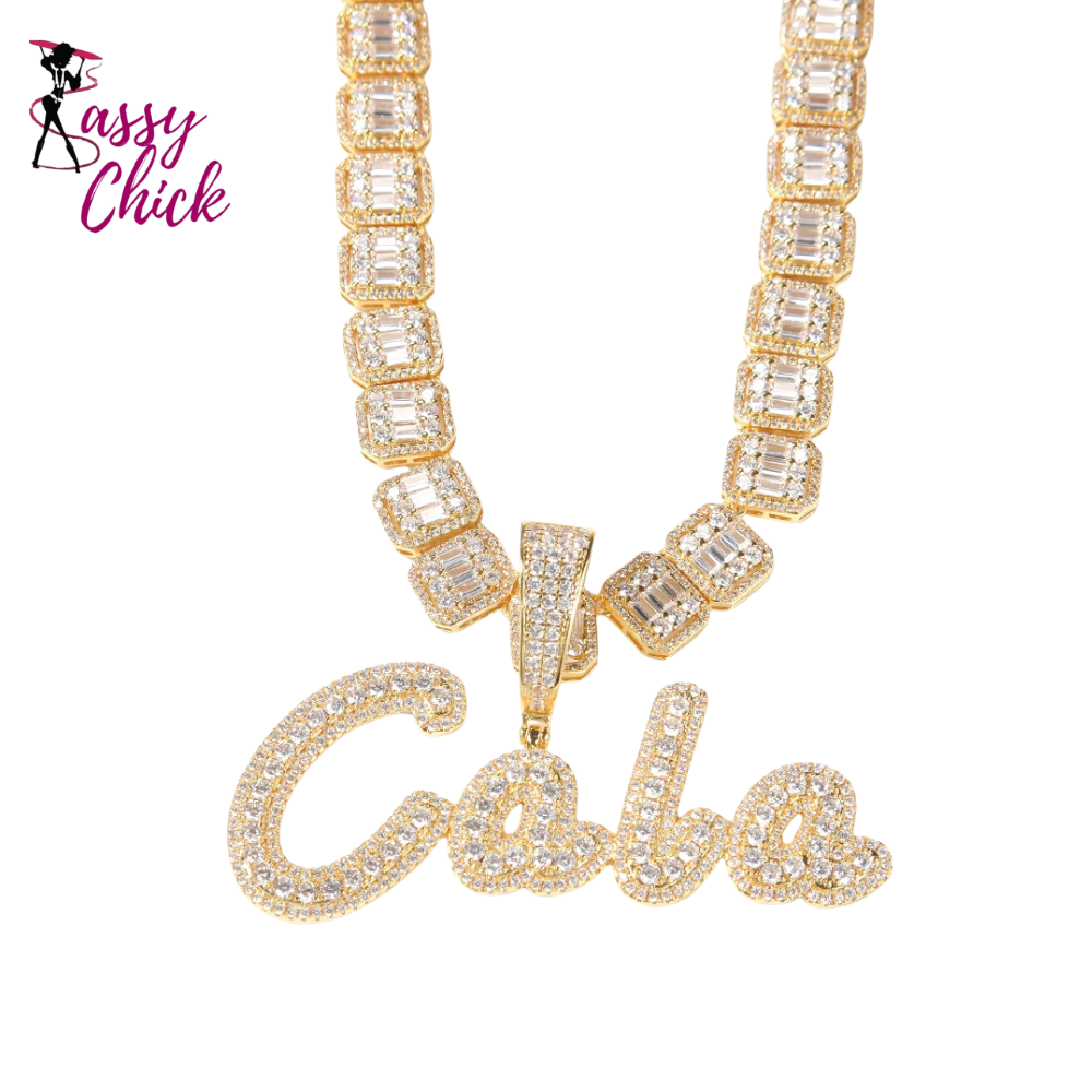 Personalized Name Plate Necklace Hip hop Jewelry Sassy Chick Logo