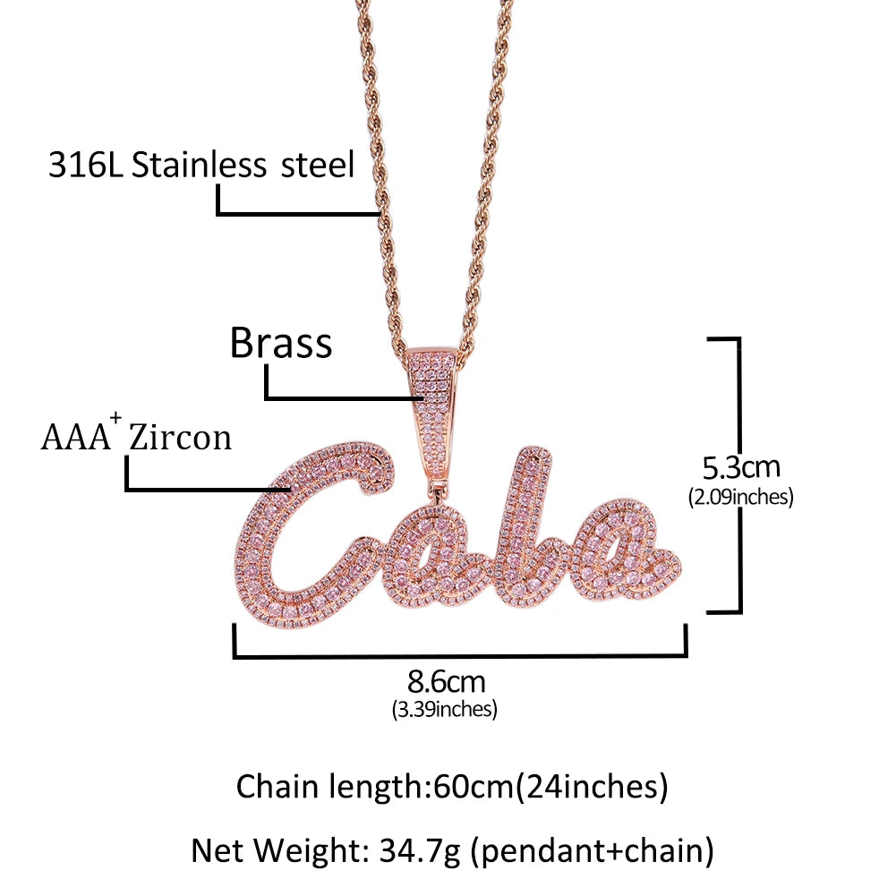 Size of Personalized Name Plate Necklace Hip hop Jewelry
