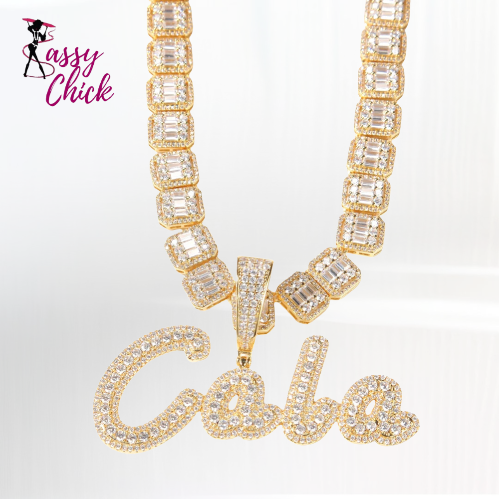 Personalized Name Plate Necklace Hip hop Jewelry Sassy Chick Logo