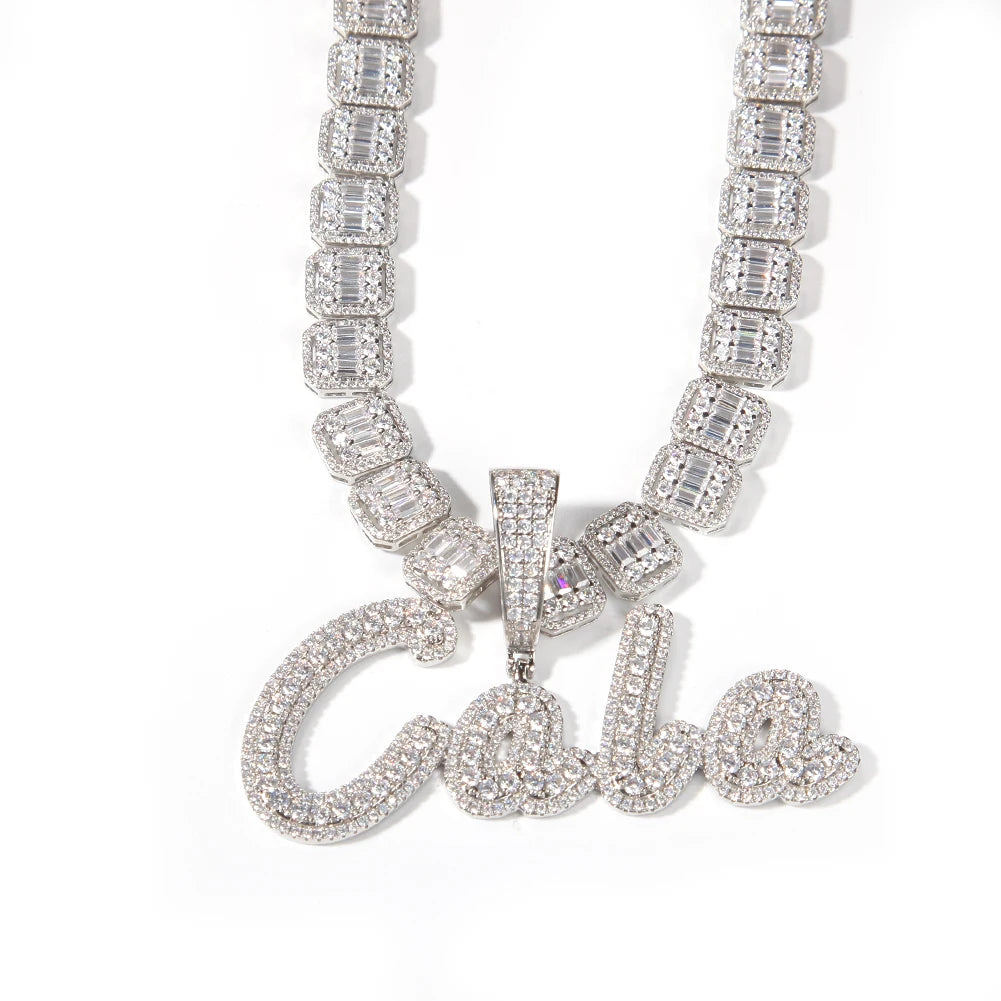 Silver Personalized Name Plate Necklace Hip hop Jewelry