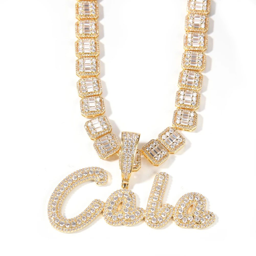 Gold Personalized Name Plate Necklace Hip hop Jewelry