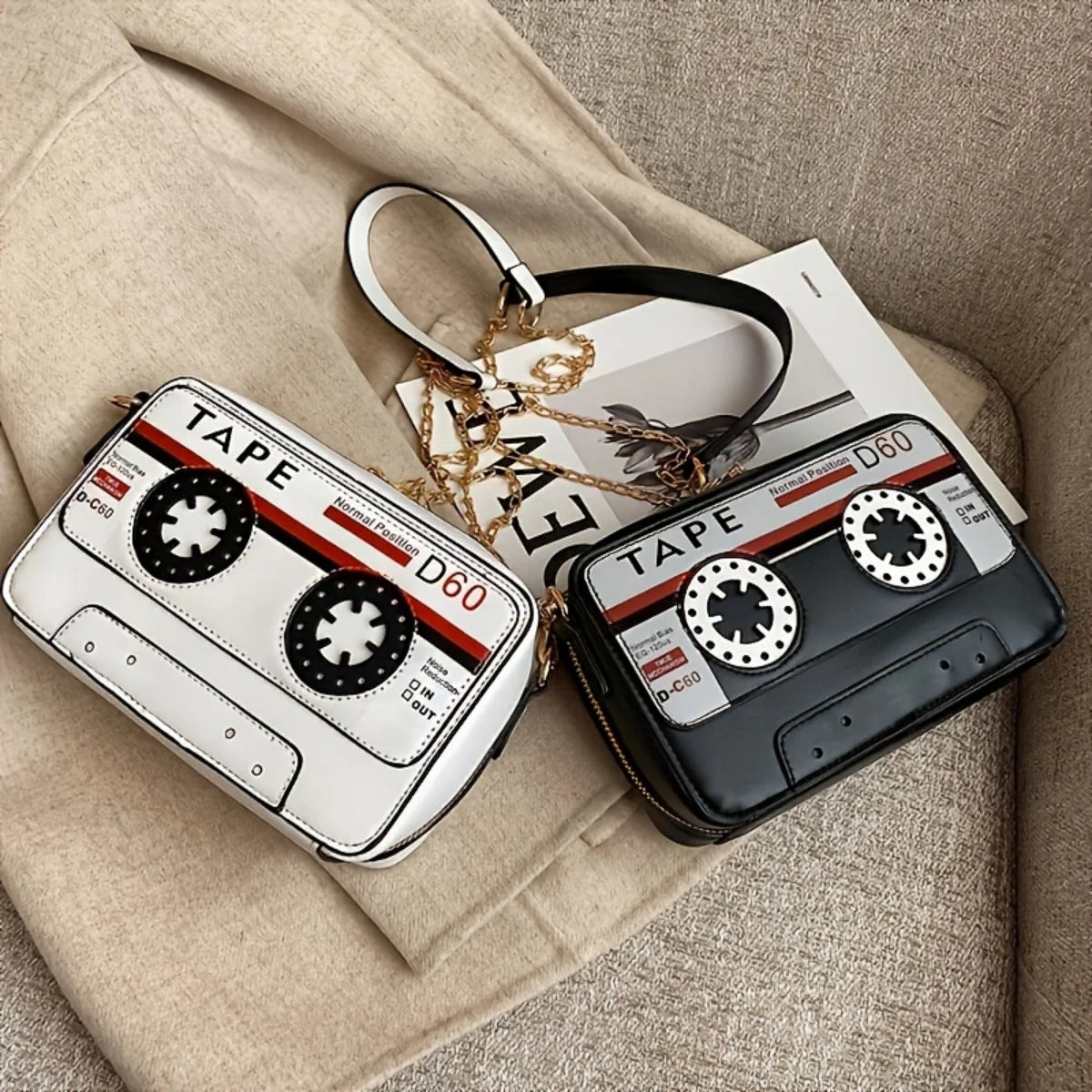Collection of Personalized Tape Audio Tape PU Crossbody Bag