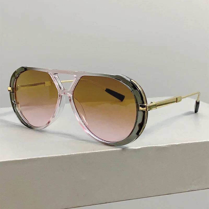 Pilot Double Bridge Gradient Multi-color Casual Shades Sunglasses