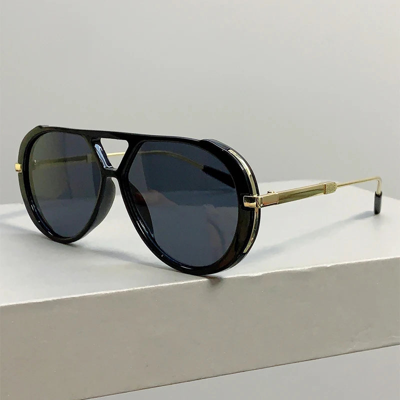 Black Pilot Double Bridge Gradient Multi-color Casual Shades Sunglasses