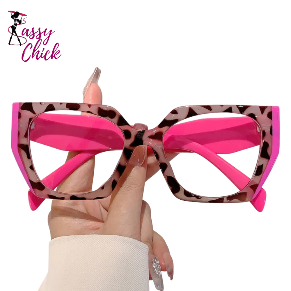 Pink Elegant Cat Eye Glasses Sassy Chick Logo
