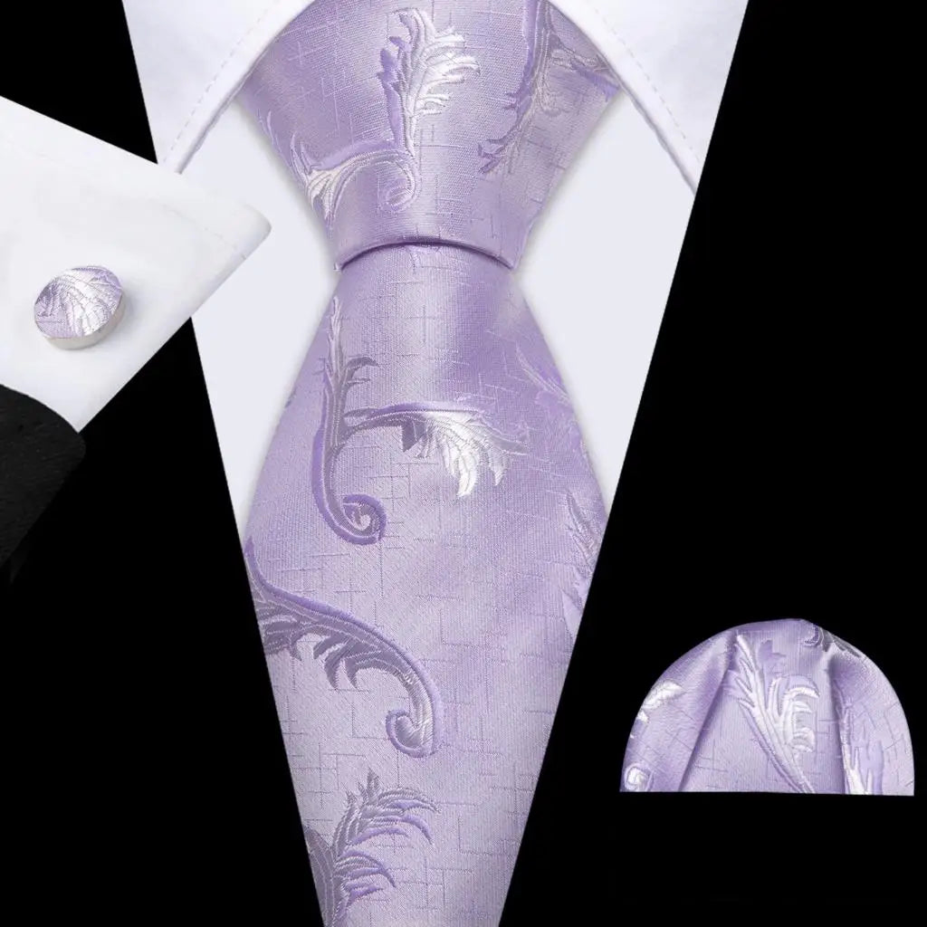 Pink Jacquard Peach Silk Pocket Square Cufflinks Set Necktie