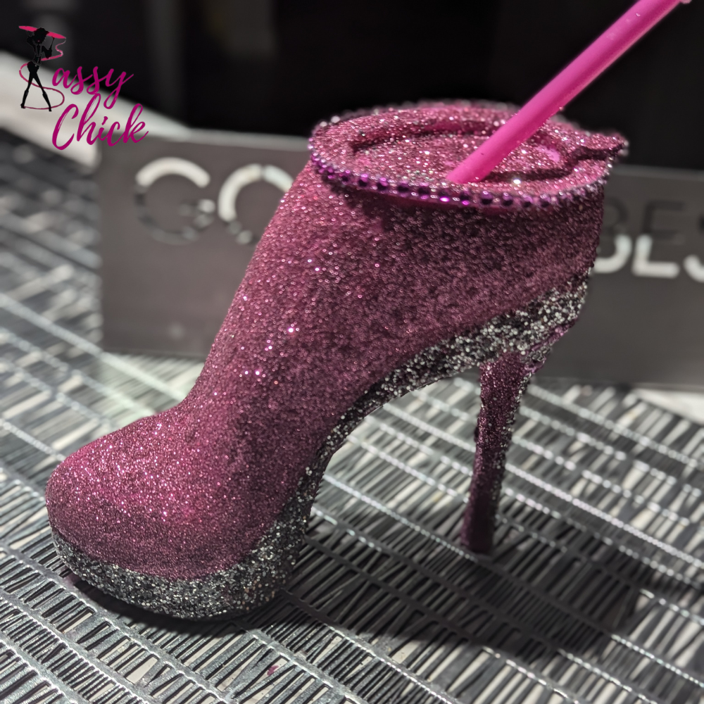 Pink Stiletto Heel Tumbler Cup Sassy Chick Logo