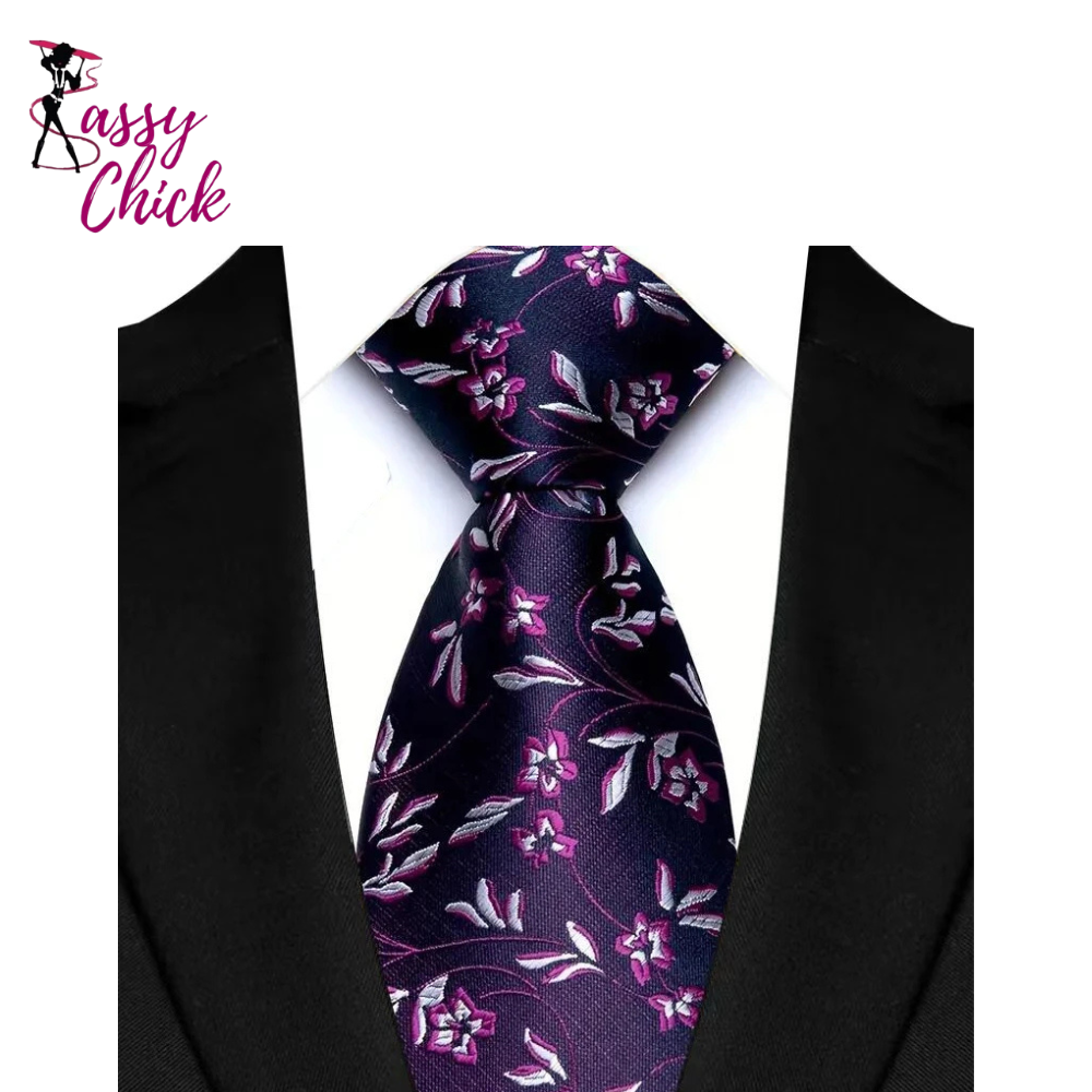 Plaid & Checks Stripes Woven Jacquard Necktie Sassy Chick Logo