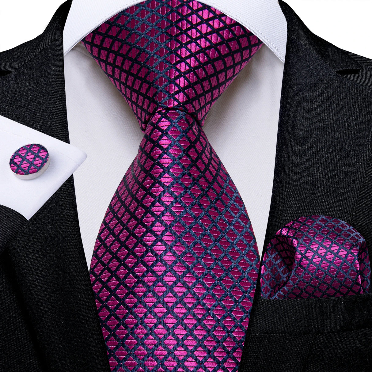 pink diamond design necktie set