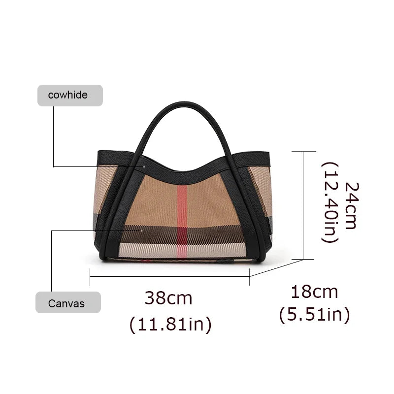 Size of Plaid Pattern Large Capacity Handbag