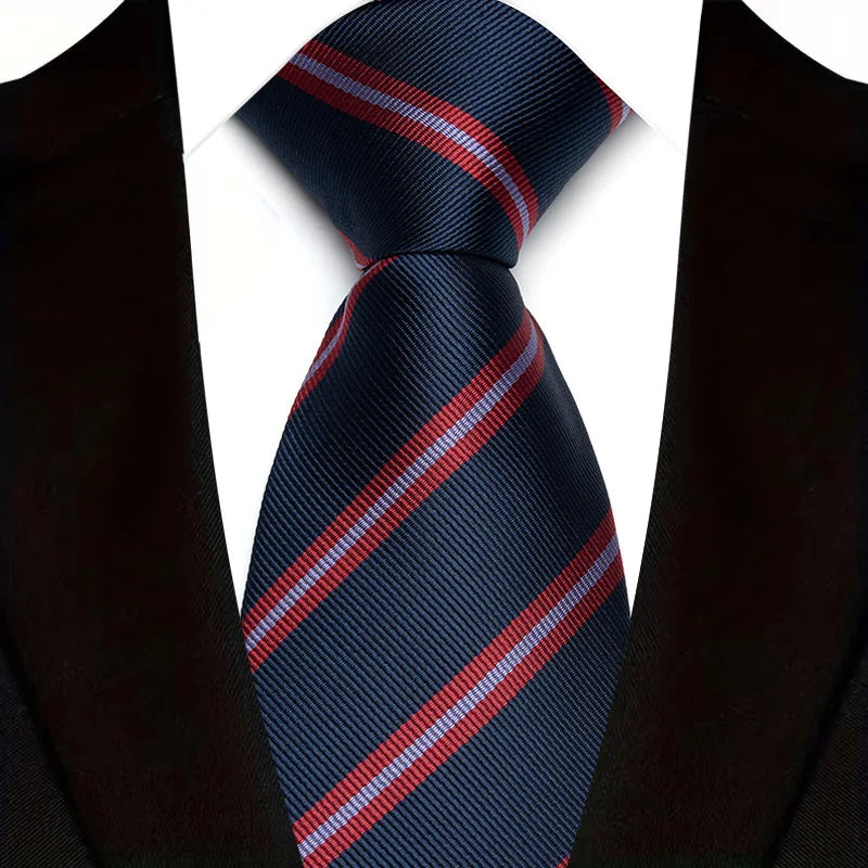 Black Plaid Stripes Floral 8CM Jacquard Woven Necktie