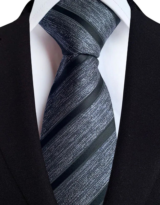 Gray Plaid Stripes Floral 8CM Jacquard Woven Necktie