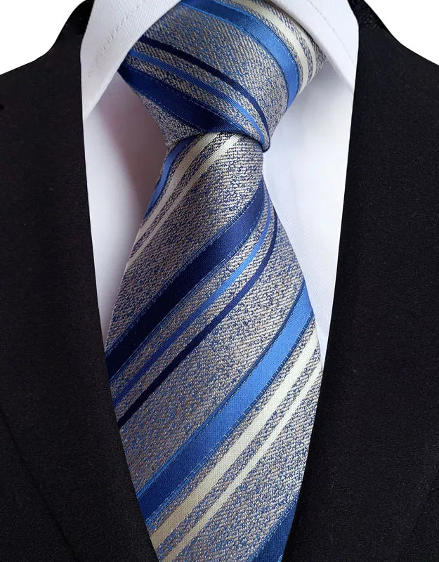 Gray Plaid Stripes Floral 8CM Jacquard Woven Necktie