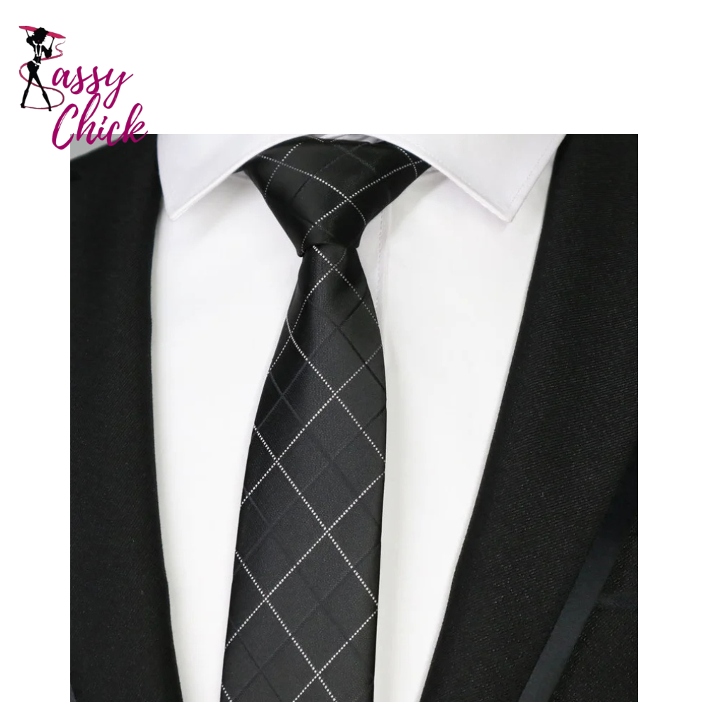 Plaids Jacquard Cravat Skinny 6CM Men's Ties Sassy Chick Logo