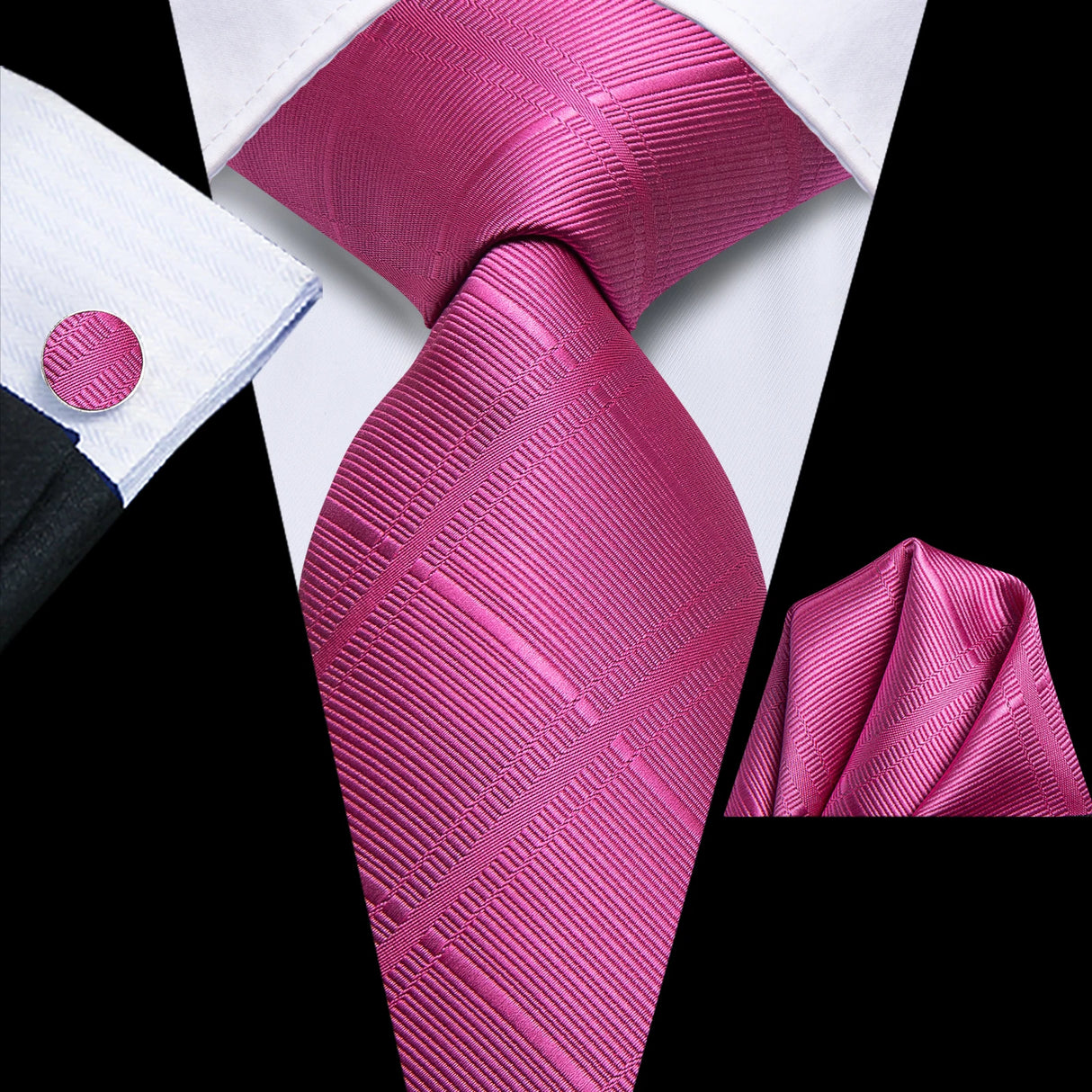 Pink Plum Color Plaids Handkerchief Cufflinks Necktie