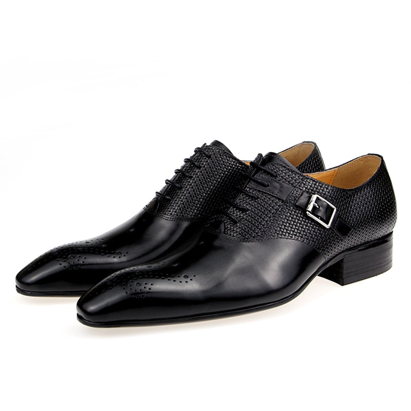 Black Pointed Toe Leather Men Shoes