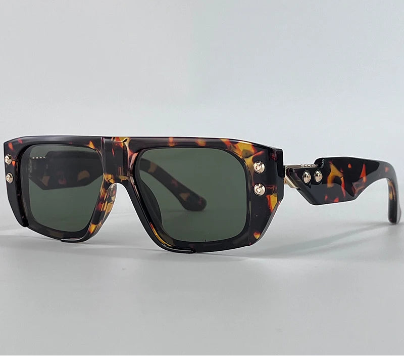 Polarized Punk Square Sunglasses Leopard