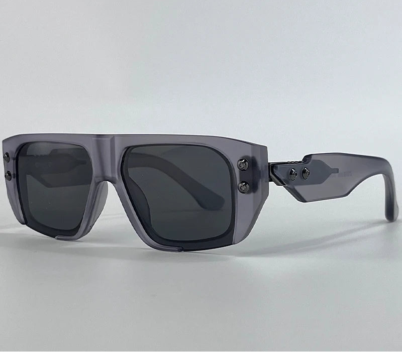 Black Transparent Polarized Punk Square Sunglasses