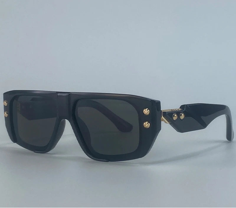 Black Polarized Punk Square Sunglasses