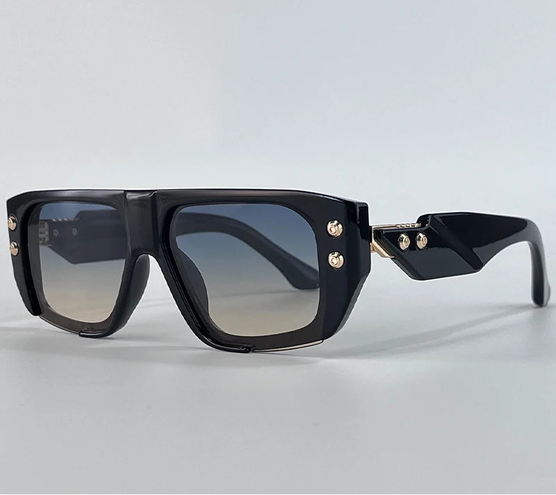 Black Polarized Punk Square Sunglasses