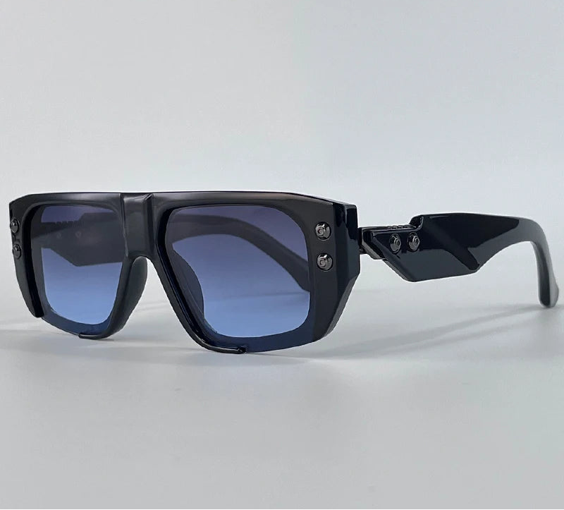 Black Polarized Punk Square Sunglasses