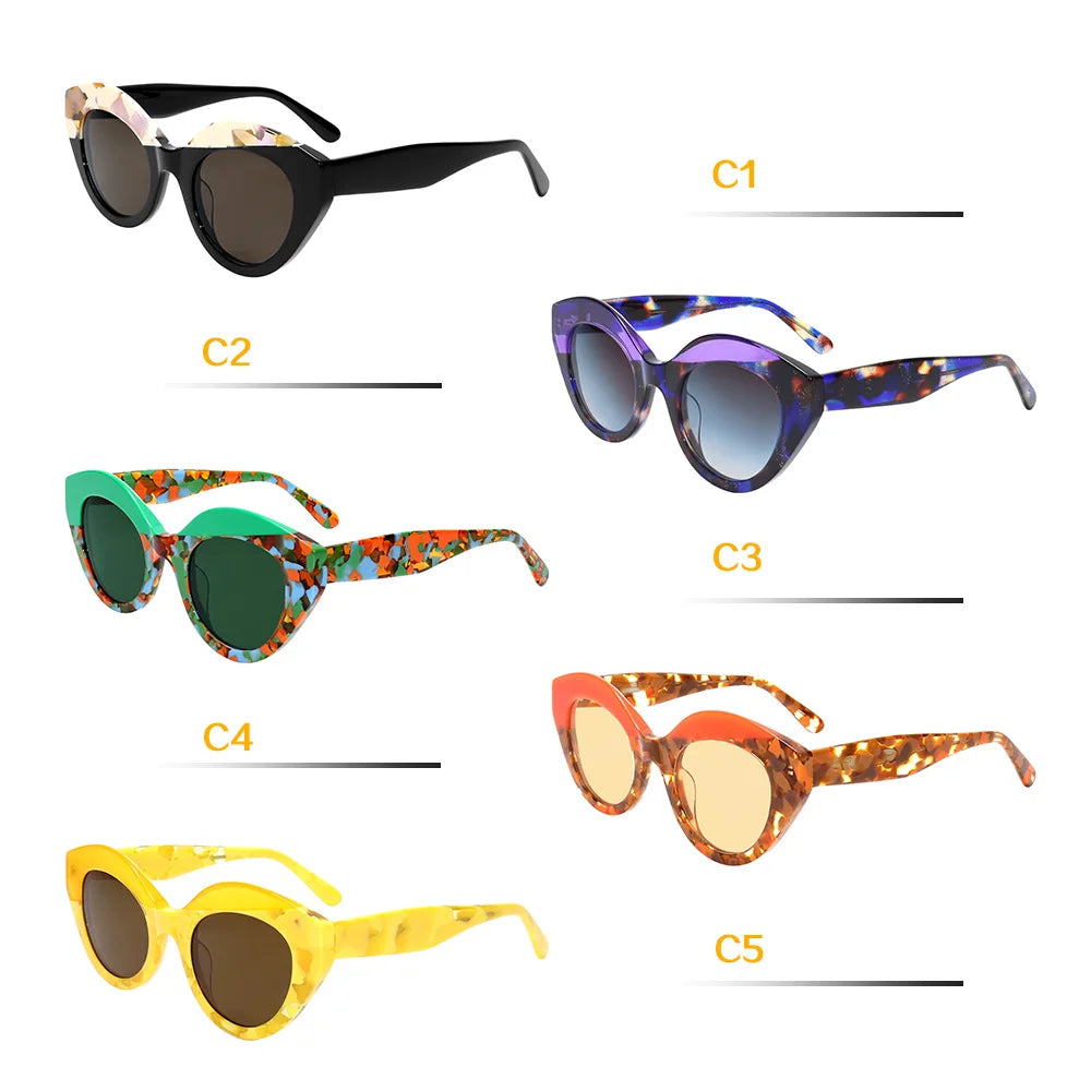 Collection of Polarized Retro Asymmetric Cat Acetate UV400 Sunglasses