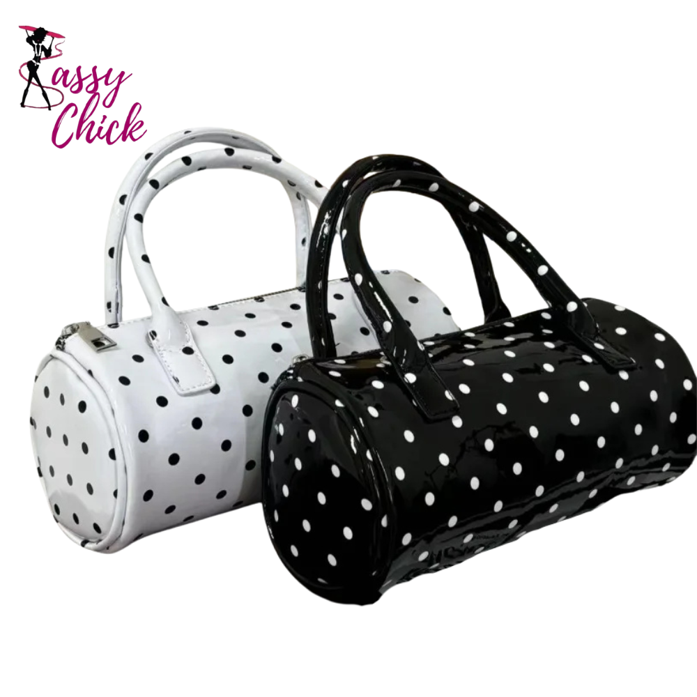 Polka Dot Barrel-shaped Cute Commuter Sac Handbag Sassy Chick Logo