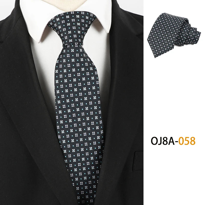 Black Polyester Floral Classic Print Patterns 8CM Necktie