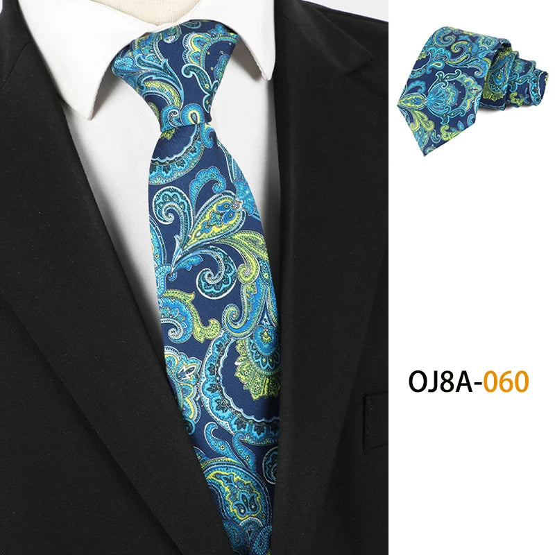 Blue Polyester Floral Classic Print Patterns 8CM Necktie