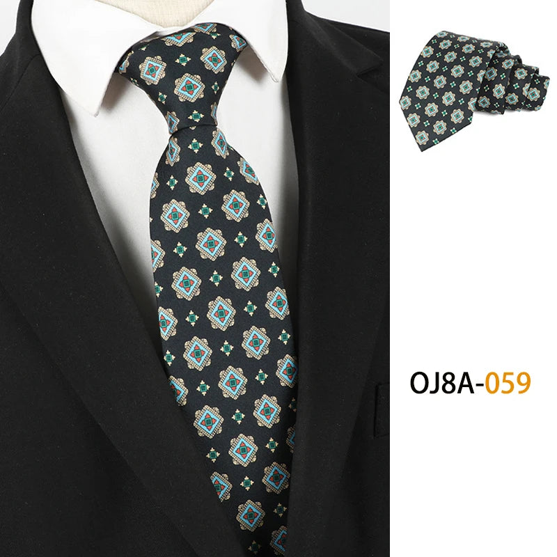 Green Polyester Floral Classic Print Patterns 8CM Necktie