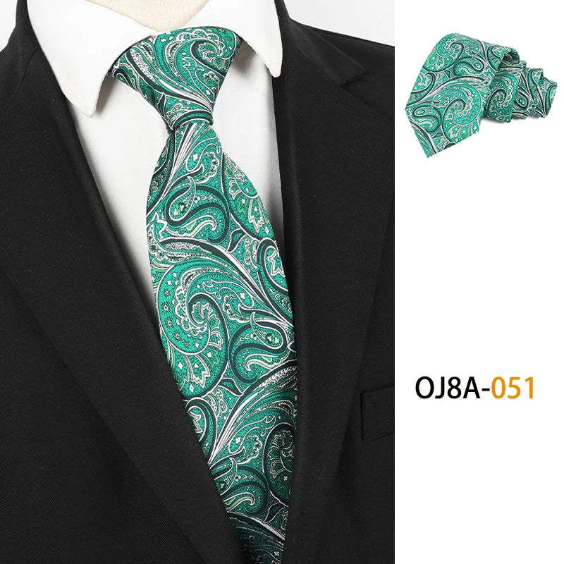 Green Polyester Floral Classic Print Patterns 8CM Necktie
