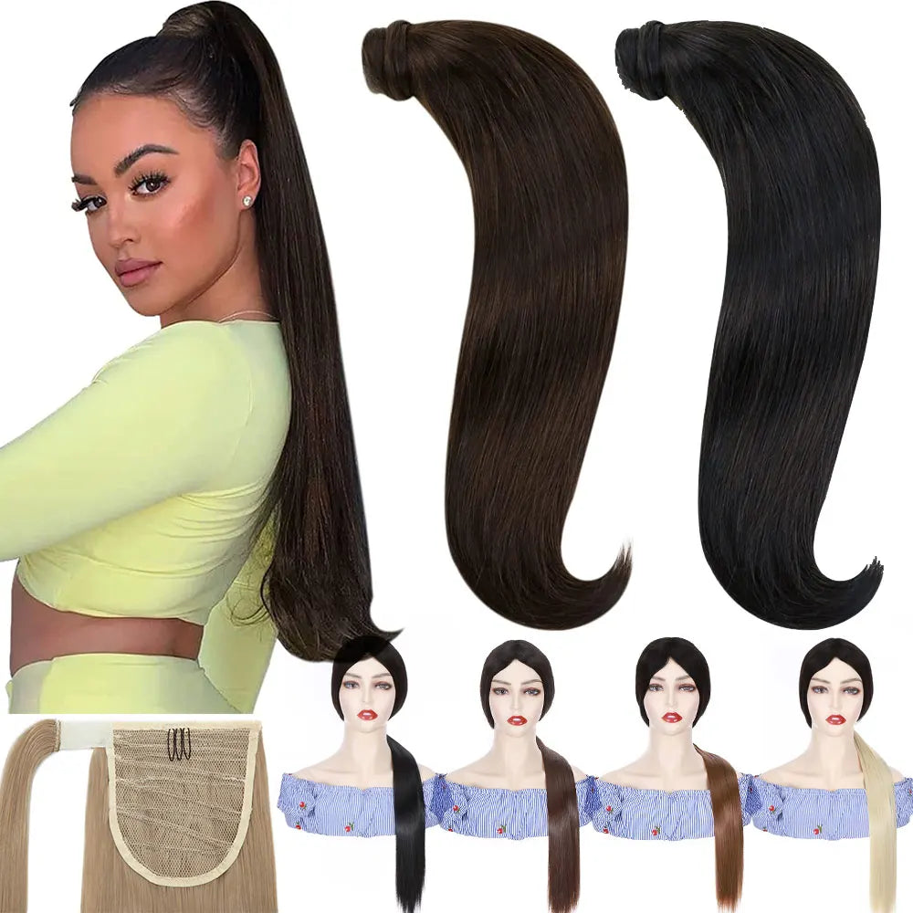 model using Ponytail Hair Extension 28inch