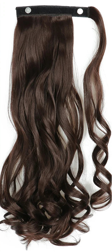Black Ponytail Hair Extension Synthetic Long Straight Wrap