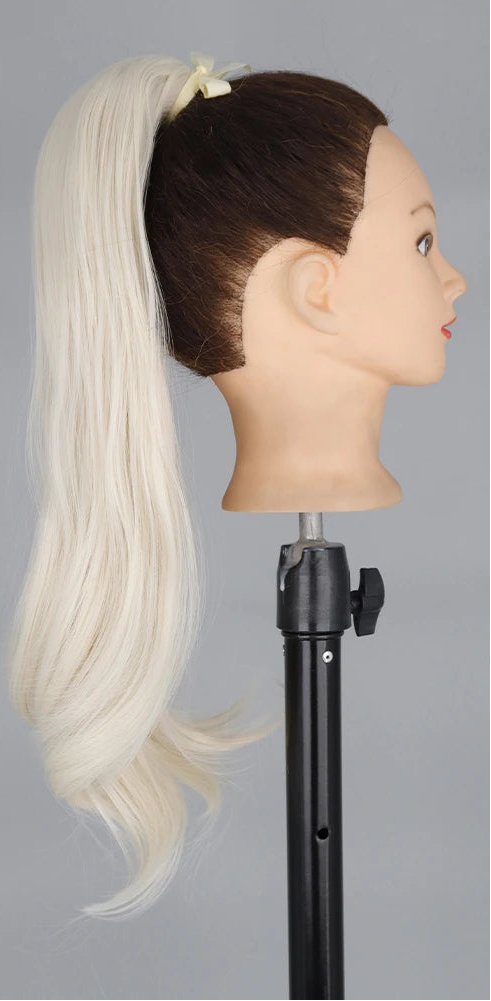 White Ponytail Hair Extension Synthetic Long Straight Wrap