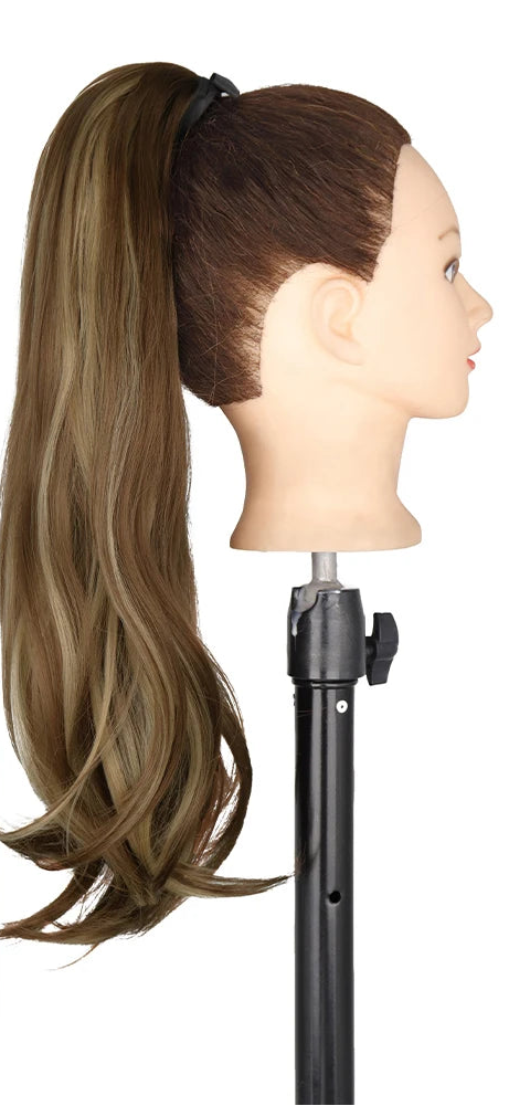 Brown Ponytail Hair Extension Synthetic Long Straight Wrap