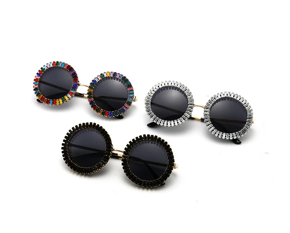 Collection of Popular Round Punk Diamond Sunglasses