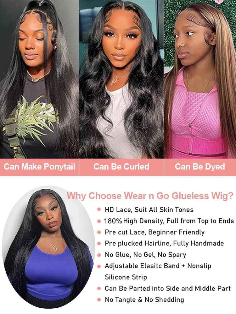 Pre Cut Ready to Wear 13x6 Front Lace Straight Human Hair Wig