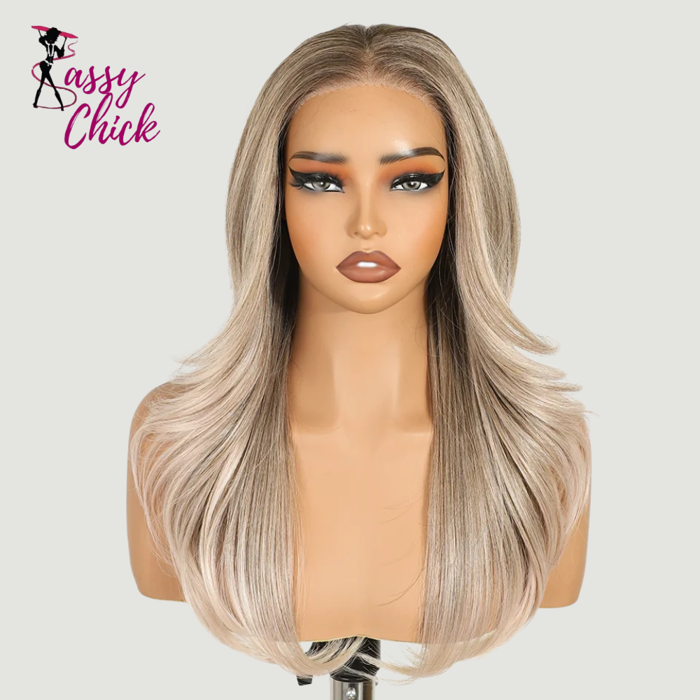 Pre Plucked 20" Ombre Blonde Wavy 6X4 Synthetic Wigs Sassy Chick Logo
