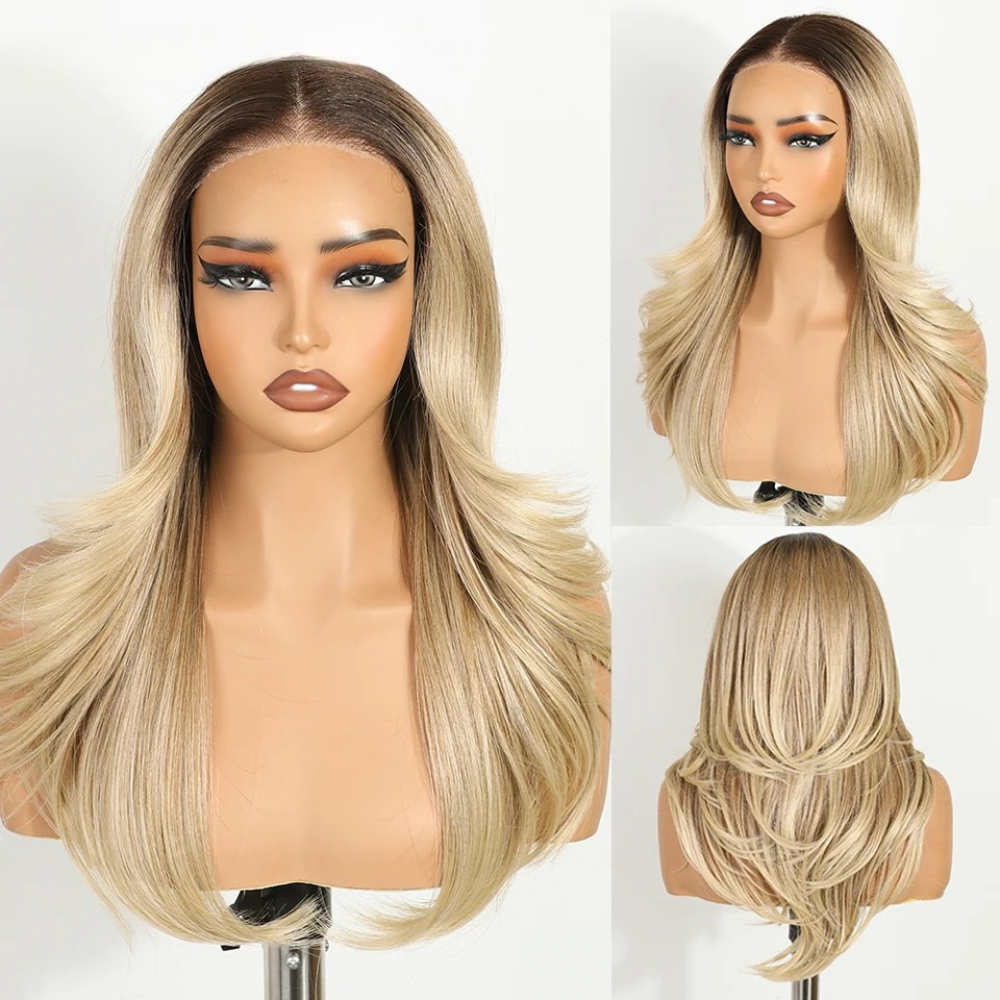 Blonde Pre Plucked 20" Ombre Blonde Wavy 6X4 Synthetic Wigs