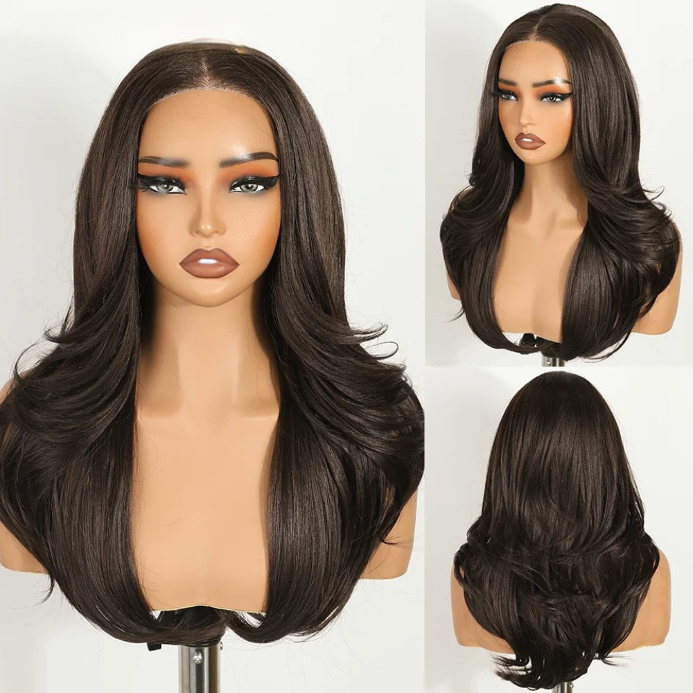 Black Pre Plucked 20" Ombre Blonde Wavy 6X4 Synthetic Wigs