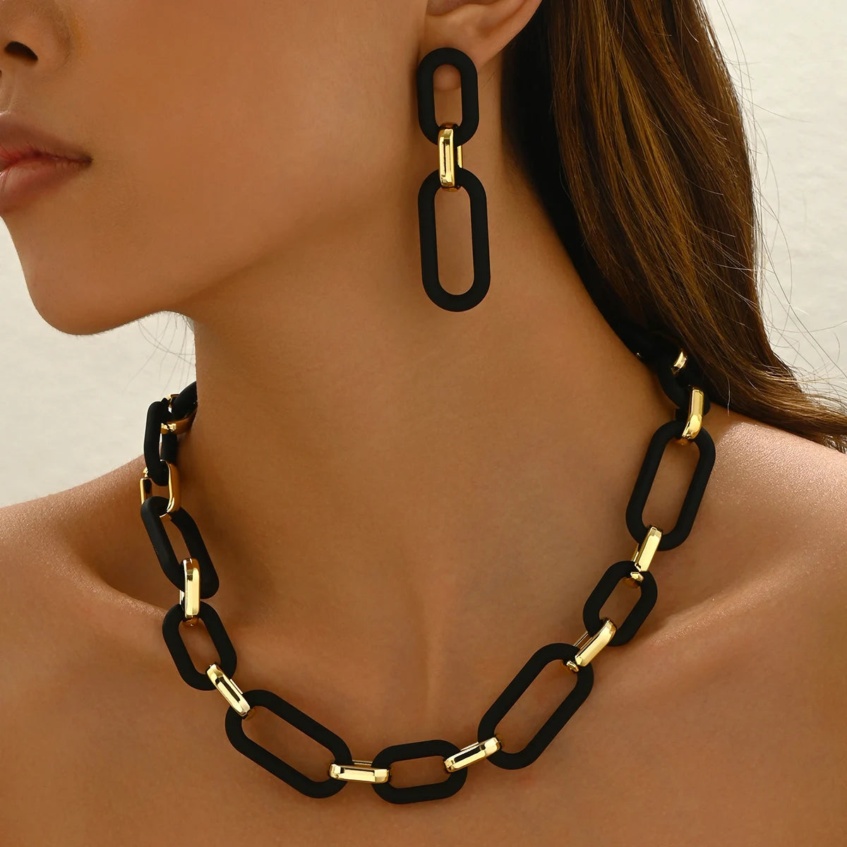Black Punk Acrylic Resin Jewelry Set
