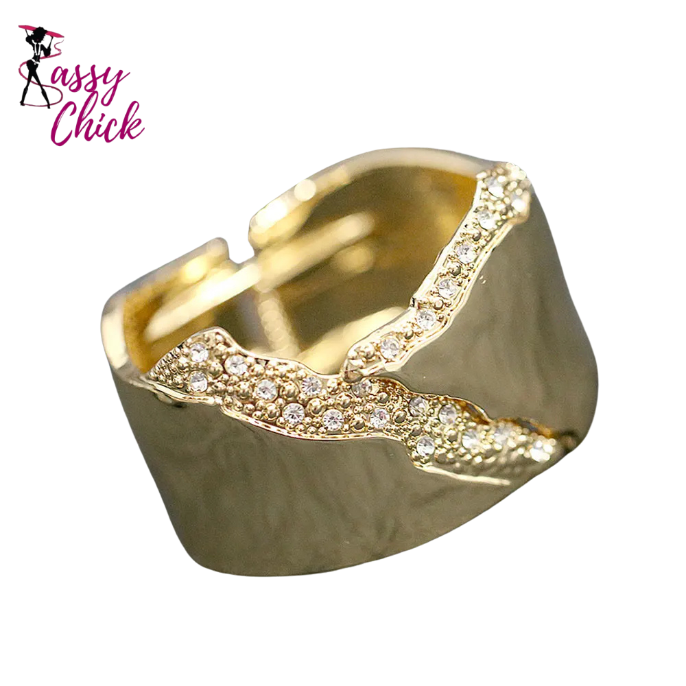 Punk Exaggerated Irregular Crystal Cuff Bracelet Sassy Chick Logo